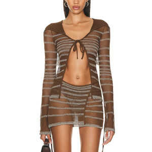 Jean Paul Gaultier X Knwls Brown Viscose Mariniere Pointelle Long Sleeve